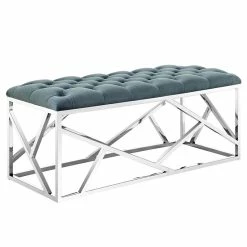 Best Sale β Modway Intersperse Velvet Tufted Bench In Silver And Sea Blue π