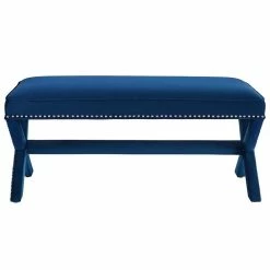 Outlet 🌟 Modway Rivet Velvet Bench In Navy 🔥 -Bedroom Benches Store 1946236 2 L