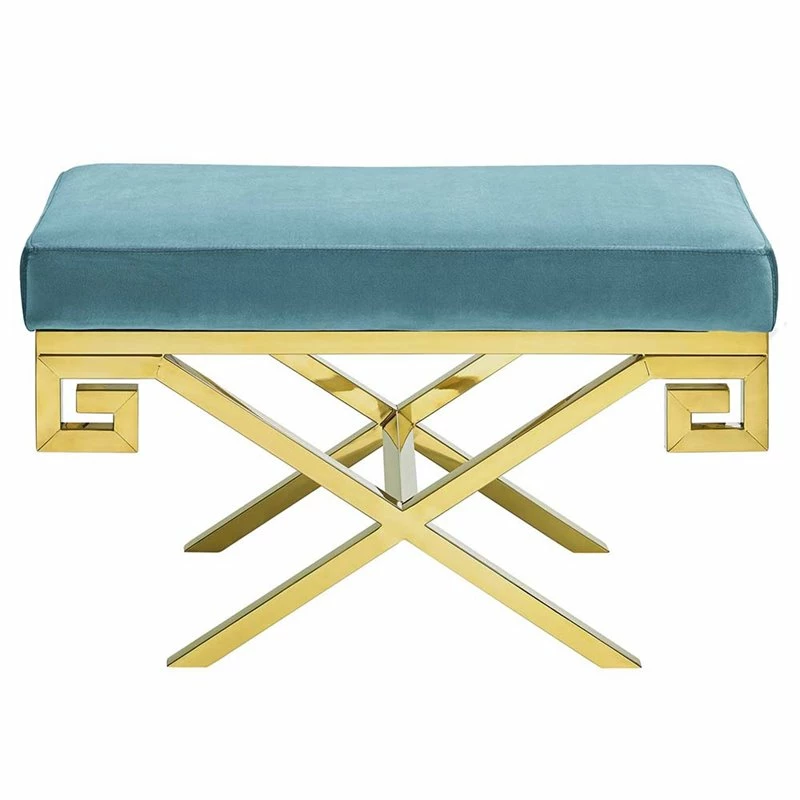 Discount β Modway Rove Velvet Bench In Gold And Sea Blue π₯ 3 Discount β Modway Rove Velvet Bench In Gold And Sea Blue π₯ - Image 3