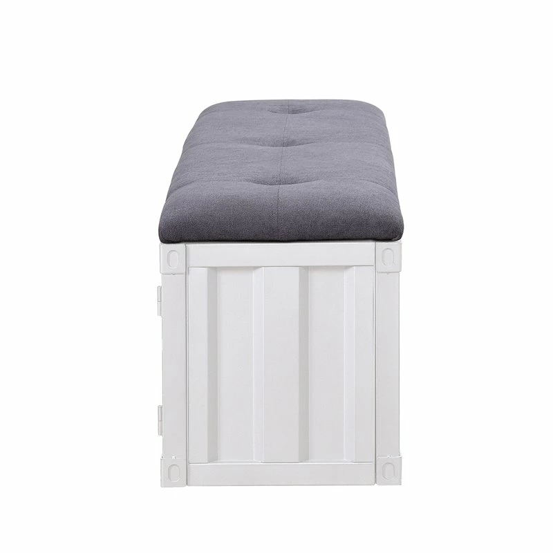 Flash Sale π ACME Furniture ACME Cargo Storage Bedroom Bench In Gray Fabric & White β¨ 3 Flash Sale π ACME Furniture ACME Cargo Storage Bedroom Bench In Gray Fabric & White β¨ - Image 3