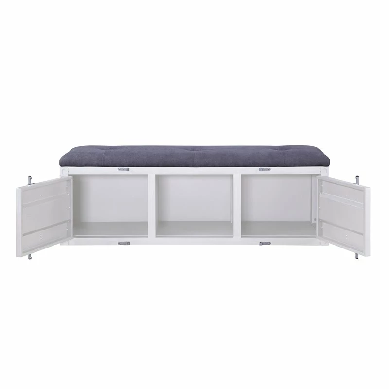 Flash Sale π ACME Furniture ACME Cargo Storage Bedroom Bench In Gray Fabric & White β¨ 4 Flash Sale π ACME Furniture ACME Cargo Storage Bedroom Bench In Gray Fabric & White β¨ - Image 4
