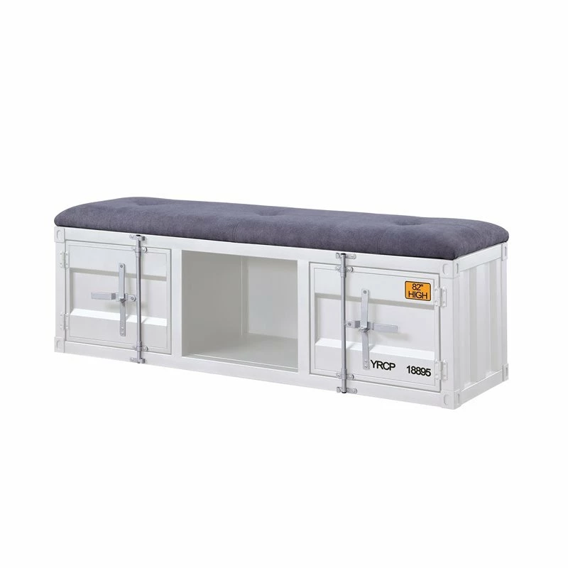 Flash Sale π ACME Furniture ACME Cargo Storage Bedroom Bench In Gray Fabric & White β¨ 1 Flash Sale π ACME Furniture ACME Cargo Storage Bedroom Bench In Gray Fabric & White β¨