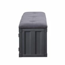 Brand new ❤️ ACME Furniture ACME Cargo Storage Bedroom Bench In Gray Fabric & Gunmetal 😉 -Bedroom Benches Store 1947421 2 L