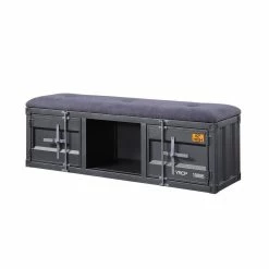 Brand new ❤️ ACME Furniture ACME Cargo Storage Bedroom Bench In Gray Fabric & Gunmetal 😉