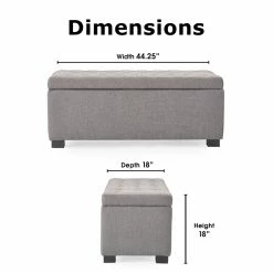 Cheap 🌟 Adore Decor Arlo Wood And Tufted Linen Storage Bench In Gray 🧨 -Bedroom Benches Store 1950730 10 L