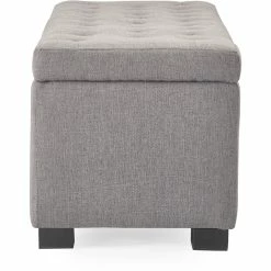 Cheap 🌟 Adore Decor Arlo Wood And Tufted Linen Storage Bench In Gray 🧨 -Bedroom Benches Store 1950730 16 L