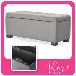 Cheap π Adore Decor Arlo Wood And Tufted Linen Storage Bench In Gray π§¨