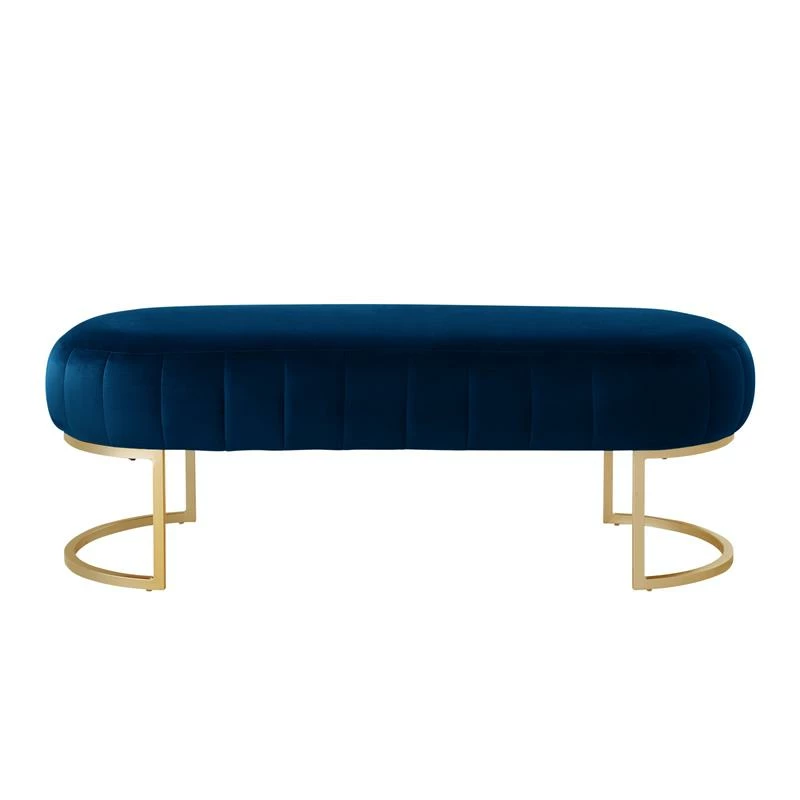 Wholesale π Posh Living Nicole Miller Orpheus Modern Velvet Bench In Navy Blue/Gold π 3 Wholesale π Posh Living Nicole Miller Orpheus Modern Velvet Bench In Navy Blue/Gold π - Image 3