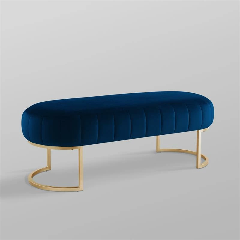 Wholesale π Posh Living Nicole Miller Orpheus Modern Velvet Bench In Navy Blue/Gold π 5 Wholesale π Posh Living Nicole Miller Orpheus Modern Velvet Bench In Navy Blue/Gold π - Image 5