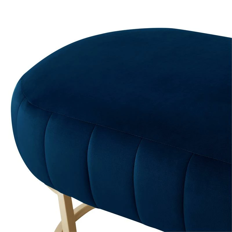 Wholesale π Posh Living Nicole Miller Orpheus Modern Velvet Bench In Navy Blue/Gold π 7 Wholesale π Posh Living Nicole Miller Orpheus Modern Velvet Bench In Navy Blue/Gold π - Image 7