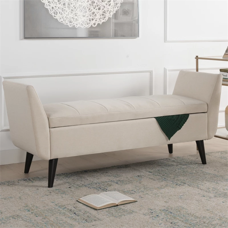 Best deal π Jennifer Taylor Home Duff Mid-Century Modern Entryway Storage Bench Sky Neutral β 2 Best deal π Jennifer Taylor Home Duff Mid-Century Modern Entryway Storage Bench Sky Neutral β - Image 2