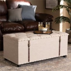Budget ✨ Baxton Studio Kyra Fabric Upholstered Coffee Table With Storage In Beige ⌛ 19 Budget ✨ Baxton Studio Kyra Fabric Upholstered Coffee Table With Storage In Beige ⌛ -Bedroom Benches Store 1975642 7 L