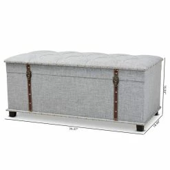 Promo ⭐ Baxton Studio Kyra Fabric Upholstered Coffee Table With Storage In Gray 🥰 -Bedroom Benches Store 1975643 10 L