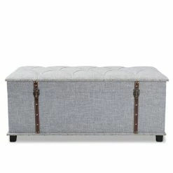 Promo ⭐ Baxton Studio Kyra Fabric Upholstered Coffee Table With Storage In Gray 🥰 -Bedroom Benches Store 1975643 2 L