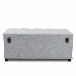 Promo ⭐ Baxton Studio Kyra Fabric Upholstered Coffee Table With Storage In Gray 🥰 -Bedroom Benches Store 1975643 4 L