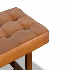 Best Pirce 🤩 Ashcroft Espresso Mid-Century Modern Rectangular Genuine Leather Bench In Tan 🛒 -Bedroom Benches Store 1975863 24 L