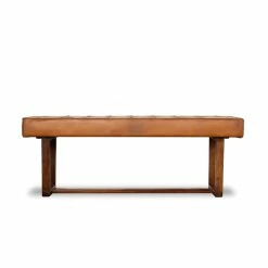 Best Pirce 🤩 Ashcroft Espresso Mid-Century Modern Rectangular Genuine Leather Bench In Tan 🛒 -Bedroom Benches Store 1975863 25 L