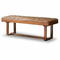 Best Pirce π€© Ashcroft Espresso Mid-Century Modern Rectangular Genuine Leather Bench In Tan π