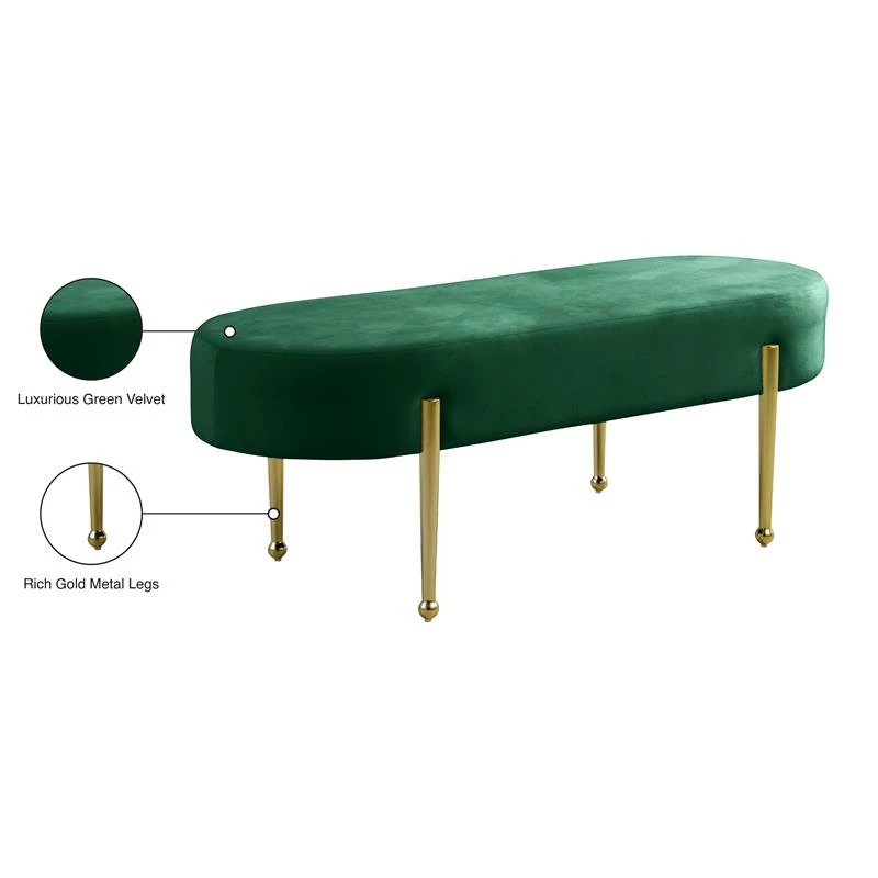 Wholesale π Meridian Furniture Gia Contemporary Velvet Bench In Green π 7 Wholesale π Meridian Furniture Gia Contemporary Velvet Bench In Green π - Image 7