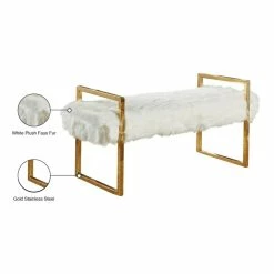 Cheap ⭐ Meridian Furniture Chloe Contemporary Faux Fur Bench In White ⭐ -Bedroom Benches Store 1976073 3 L