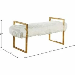Cheap ⭐ Meridian Furniture Chloe Contemporary Faux Fur Bench In White ⭐ -Bedroom Benches Store 1976073 4 L