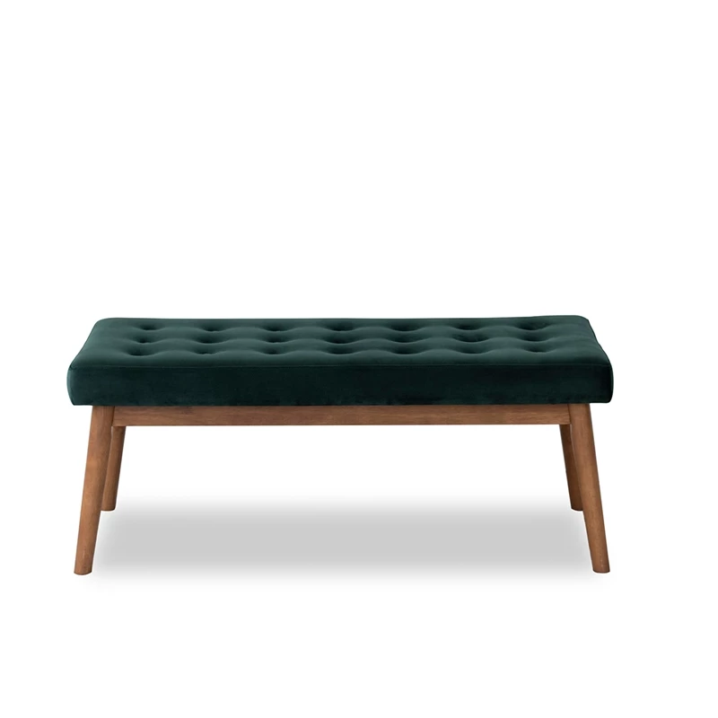 Discount π Pemberly Row Mid-Century Modern Design Velvet Bench In Green π― 2 Discount π Pemberly Row Mid-Century Modern Design Velvet Bench In Green π― - Image 2