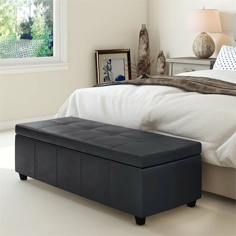 Wholesale π Simpli Home Castleford 48" Contemporary Rectangle Ottoman In Black Faux Leather β 2 Wholesale π Simpli Home Castleford 48" Contemporary Rectangle Ottoman In Black Faux Leather β - Image 2