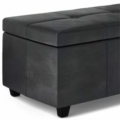 Wholesale π Simpli Home Castleford 48" Contemporary Rectangle Ottoman In Black Faux Leather β 11 Wholesale π Simpli Home Castleford 48" Contemporary Rectangle Ottoman In Black Faux Leather β -Bedroom Benches Store 1982873 3 L