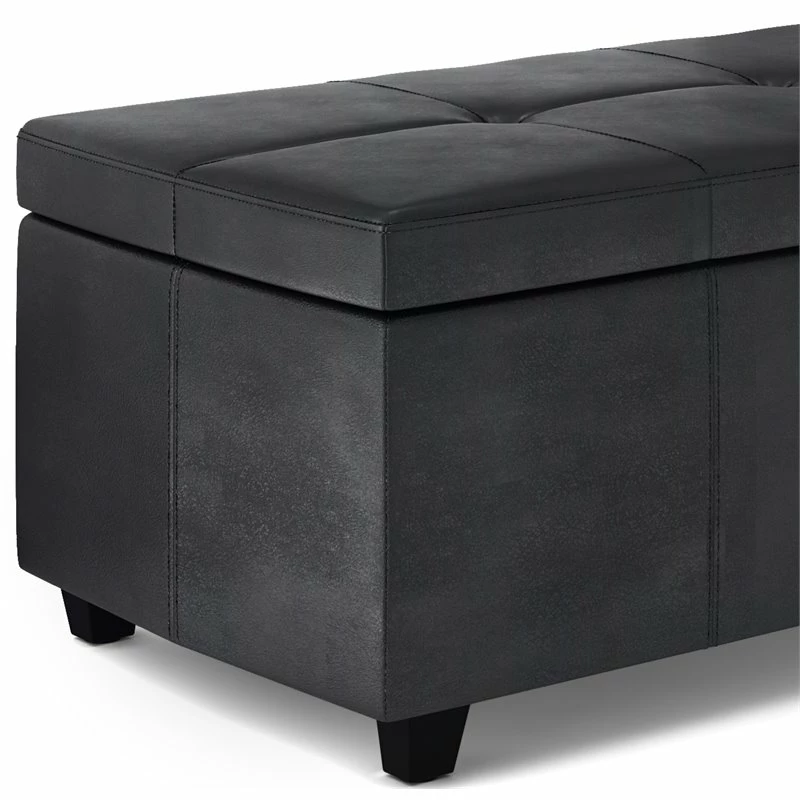 Wholesale π Simpli Home Castleford 48" Contemporary Rectangle Ottoman In Black Faux Leather β 4 Wholesale π Simpli Home Castleford 48" Contemporary Rectangle Ottoman In Black Faux Leather β - Image 4