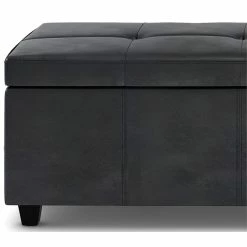 Wholesale π Simpli Home Castleford 48" Contemporary Rectangle Ottoman In Black Faux Leather β 12 Wholesale π Simpli Home Castleford 48" Contemporary Rectangle Ottoman In Black Faux Leather β -Bedroom Benches Store 1982873 4 L