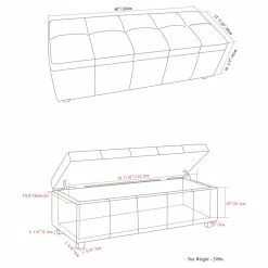 Wholesale π Simpli Home Castleford 48" Contemporary Rectangle Ottoman In Black Faux Leather β 15 Wholesale π Simpli Home Castleford 48" Contemporary Rectangle Ottoman In Black Faux Leather β -Bedroom Benches Store 1982873 7 L