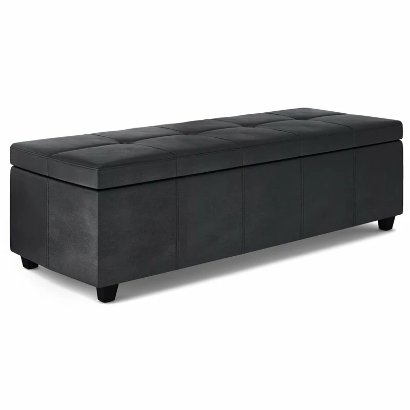 Wholesale π Simpli Home Castleford 48" Contemporary Rectangle Ottoman In Black Faux Leather β 1 Wholesale π Simpli Home Castleford 48" Contemporary Rectangle Ottoman In Black Faux Leather β