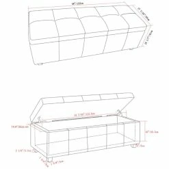 New ❤️ Simpli Home Castleford 48" Contemporary Rectangle Ottoman In Brown Faux Leather 👍 -Bedroom Benches Store 1982874 4 L