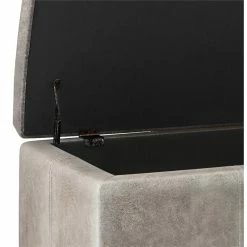 Discount 🌟 Simpli Home Castleford 48" Contemporary Rectangle Ottoman In Gray Faux Leather 😉 -Bedroom Benches Store 1982875 3 L