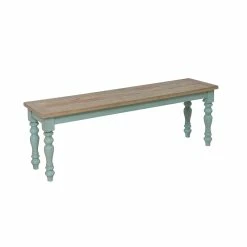 Cheap 💯 PRI Home Fare Blue Farmhouse Wood Dining Bench ⭐ -Bedroom Benches Store 1987585 2 L
