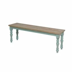 Cheap 💯 PRI Home Fare Blue Farmhouse Wood Dining Bench ⭐ -Bedroom Benches Store 1987585 7 L