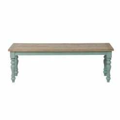 Cheap 💯 PRI Home Fare Blue Farmhouse Wood Dining Bench ⭐