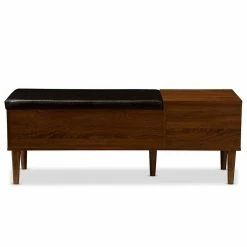 Best deal 🥰 Pemberly Row Faux Leather Multi Purpose Bench In Oak 😍 -Bedroom Benches Store 2014003 2 L