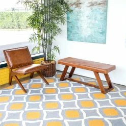 Wholesale β Ashcroft Mid Century Modern Poller Cognac Tan Leather Bench π 9 Wholesale β Ashcroft Mid Century Modern Poller Cognac Tan Leather Bench π -Bedroom Benches Store 2014078 3 L