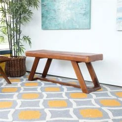 Wholesale β Ashcroft Mid Century Modern Poller Cognac Tan Leather Bench π