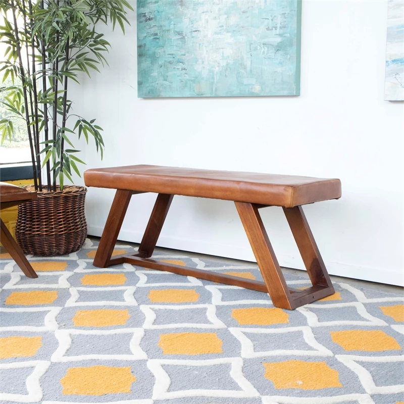 Wholesale β Ashcroft Mid Century Modern Poller Cognac Tan Leather Bench π 1 Wholesale β Ashcroft Mid Century Modern Poller Cognac Tan Leather Bench π