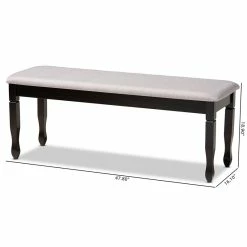 Brand new 🎉 Baxton Studio Grey Upholstered And Brown Finished Wood Dining Bench 🔥 -Bedroom Benches Store 2016281 6 L