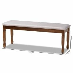 Budget 👍 Baxton Studio Grey Upholstered And Walnut Brown Finished Wood Dining Bench 😍 -Bedroom Benches Store 2016283 6 L