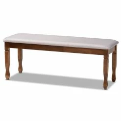 Budget 👍 Baxton Studio Grey Upholstered And Walnut Brown Finished Wood Dining Bench 😍 -Bedroom Benches Store 2016283 L
