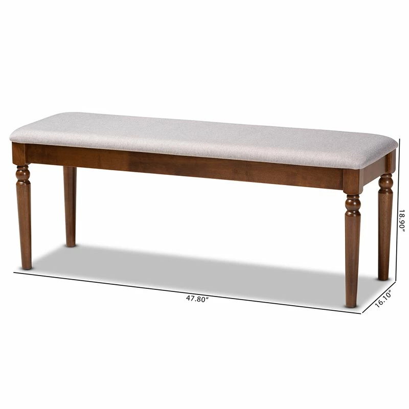 Budget π Baxton Studio Grey Upholstered And Walnut Brown Finished Wood Dining Bench π 6 Budget π Baxton Studio Grey Upholstered And Walnut Brown Finished Wood Dining Bench π - Image 6