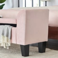 Discount 👏 Lilola Home Mila Pink Velvet Fabric Ottoman Glam Bench With Storage Space 👍 -Bedroom Benches Store 2018427 2 L
