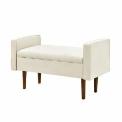 New ⨠Home Fare Mid Century Upholstered Bench With Storage - Cream Fabric 𧨠12 New ⨠Home Fare Mid Century Upholstered Bench With Storage - Cream Fabric 𧨠-Bedroom Benches Store 2025338 2 L