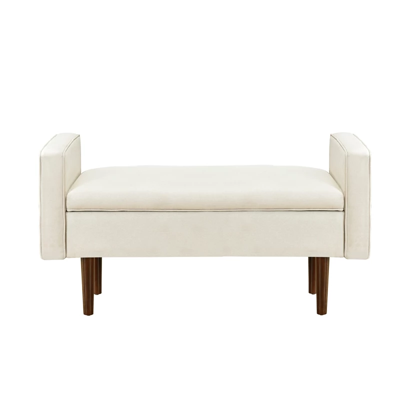 New ⨠Home Fare Mid Century Upholstered Bench With Storage - Cream Fabric 𧨠6 New ⨠Home Fare Mid Century Upholstered Bench With Storage - Cream Fabric 𧨠- Image 6