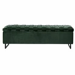Buy 😍 Posh Living Danielle Storage Bench Hunter Green Velvet Upholstered Hand Woven ✔️