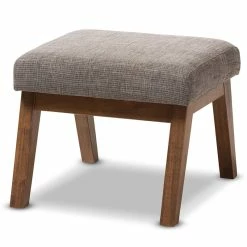 Cheapest 🔥 Allora Upholstered Ottoman In Gravel Gray And Walnut ✨